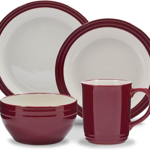16 Pc Dinner set Dinnerware Barbary & Oak Foundry in Bordeaux Red