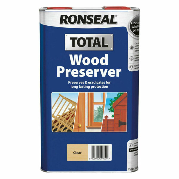 Total Wood Preserver RONSEAL Clear Prevents Rot Kills Woodworm 5L