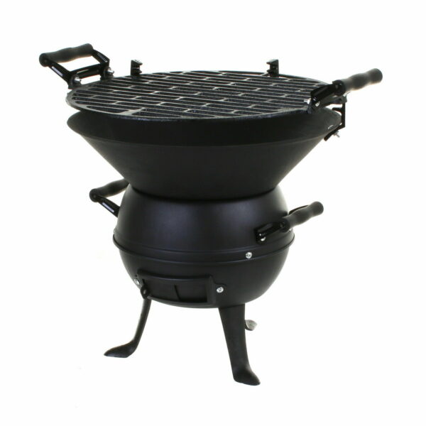 PORTABLE CHARCOAL BBQ GRILL CAST IRON FIRE PIT GARDEN PATIO CAMPING BARBECUE