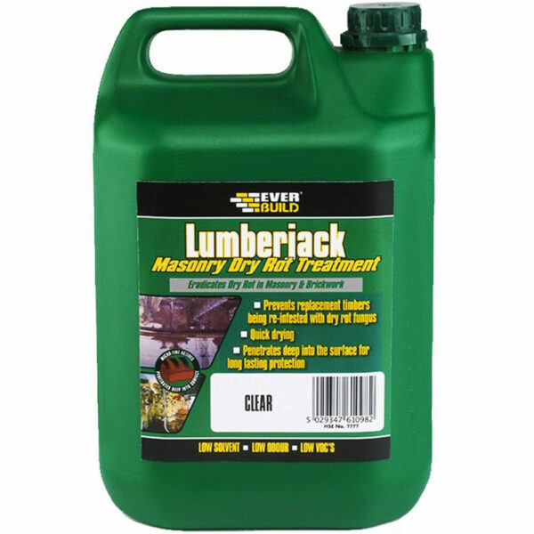 Dry Rot Treatment Masonry Brick 5L Clear Dry Low Solvent Biocide Protects Stone