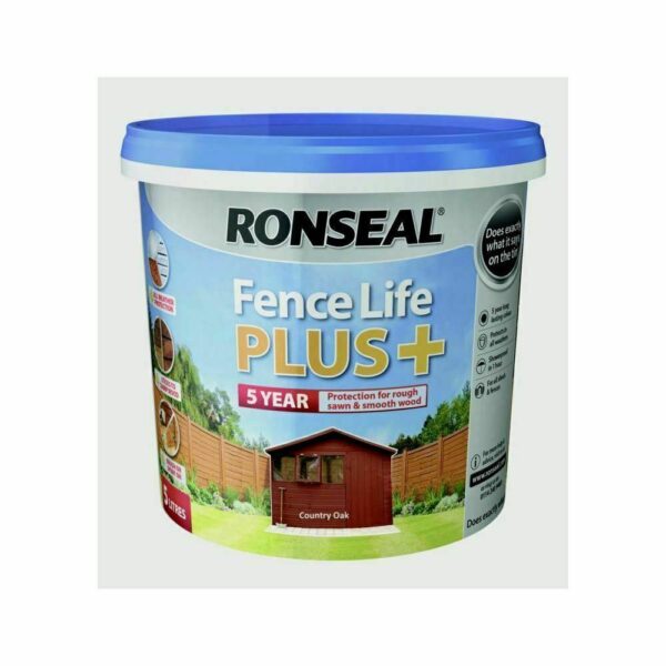 Ronseal Fence Life Plus Shed & Fence Paint 5L 5 Litres Country Oak