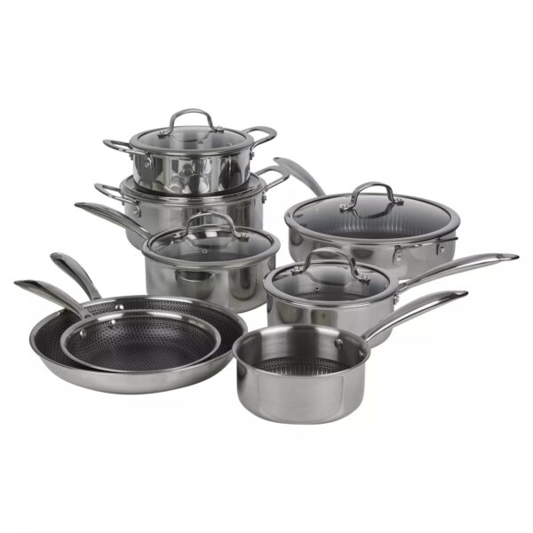 13Pc Hextec Diamond Non Stick Stainless Steel Induction Pan cooking cookware Set